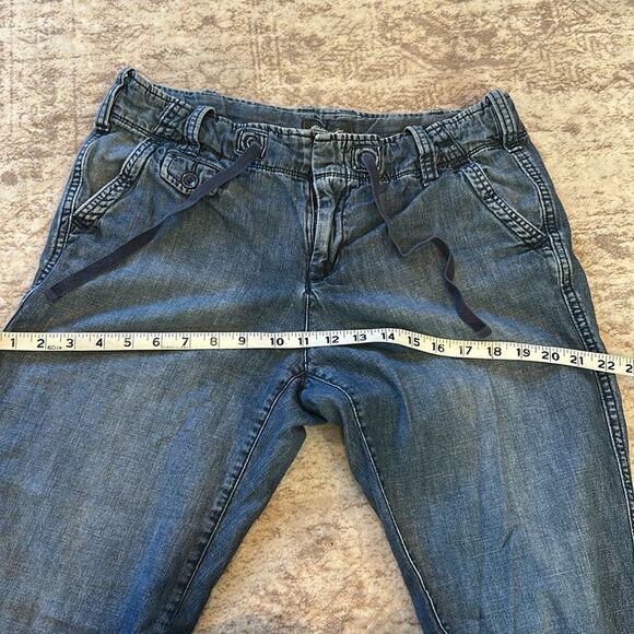 Eddie Bauer wide leg Blue Relaxed Jeans with drawstring waist 10 - Picture 7 of 8